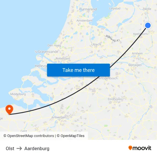 Olst to Aardenburg map