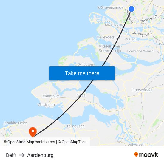 Delft to Aardenburg map