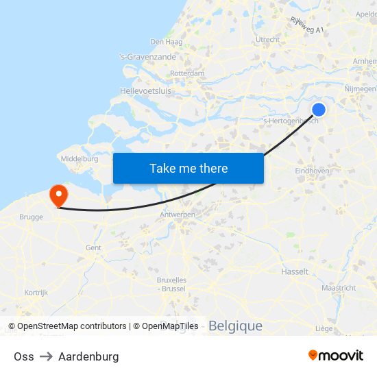 Oss to Aardenburg map