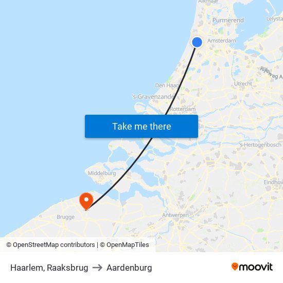 Haarlem, Raaksbrug to Aardenburg map