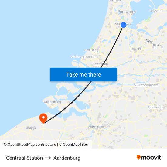 Centraal Station to Aardenburg map