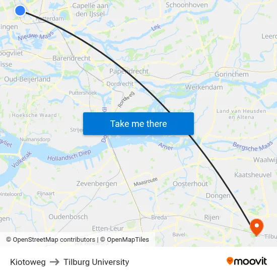 Kiotoweg to Tilburg University map