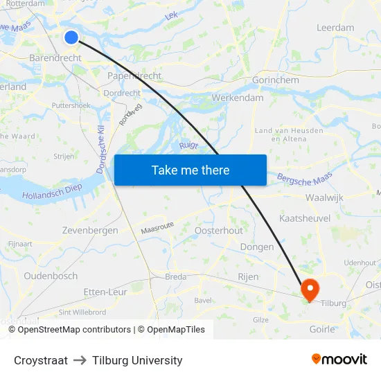 Croystraat to Tilburg University map