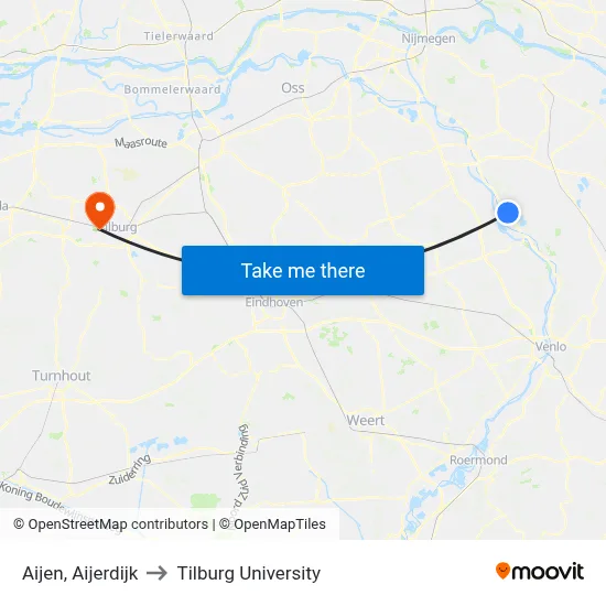 Aijen, Aijerdijk to Tilburg University map