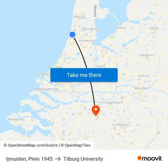 Ijmuiden, Plein 1945 to Tilburg University map
