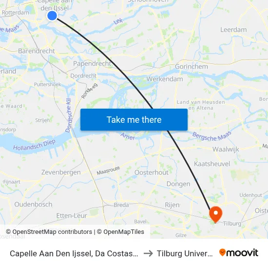 Capelle Aan Den Ijssel, Da Costasingel to Tilburg University map