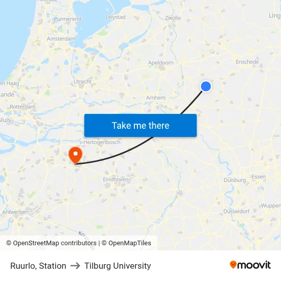 Ruurlo, Station to Tilburg University map
