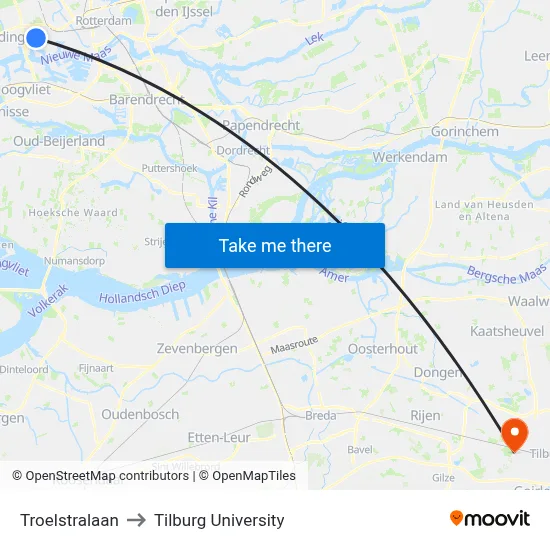 Troelstralaan to Tilburg University map