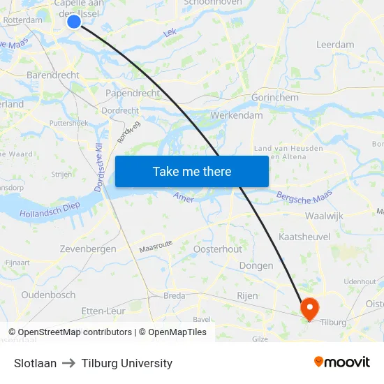 Slotlaan to Tilburg University map