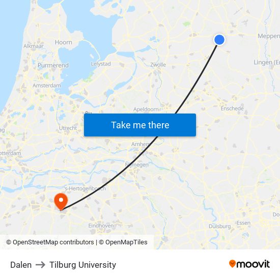 Dalen to Tilburg University map