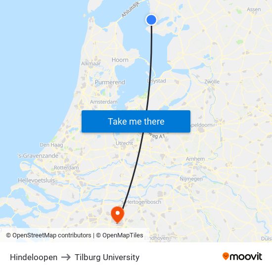 Hindeloopen to Tilburg University map