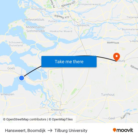 Hansweert, Boomdijk to Tilburg University map