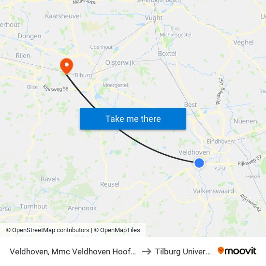 Veldhoven, Mmc Veldhoven Hoofding. to Tilburg University map