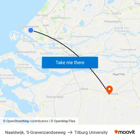 Naaldwijk, 'S-Gravenzandseweg to Tilburg University map