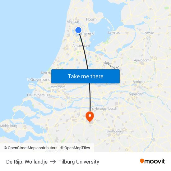 De Rijp, Wollandje to Tilburg University map