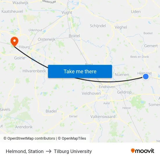 Helmond, Station to Tilburg University map