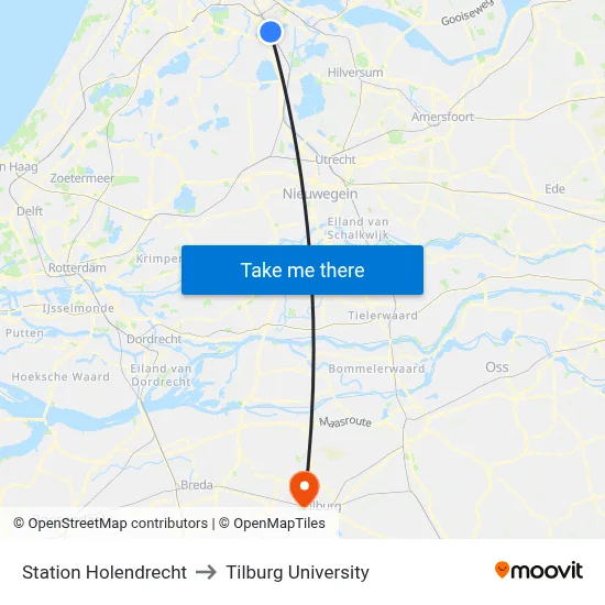 Station Holendrecht to Tilburg University map