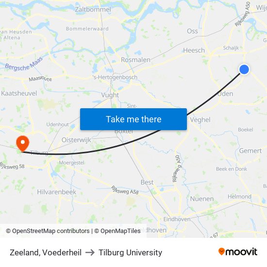 Zeeland, Voederheil to Tilburg University map