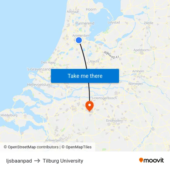 Ijsbaanpad to Tilburg University map