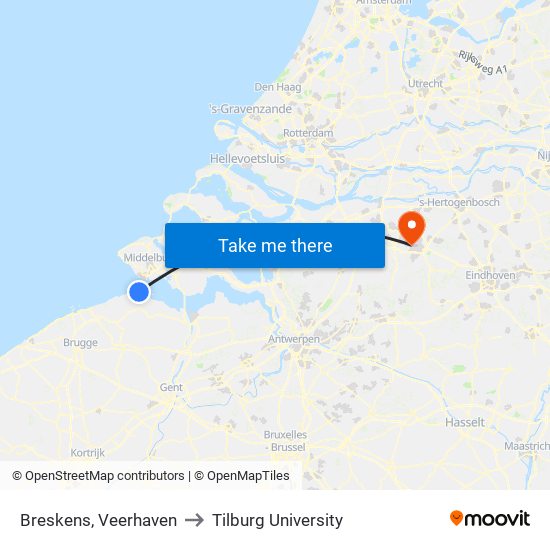 Breskens, Veerhaven to Tilburg University map