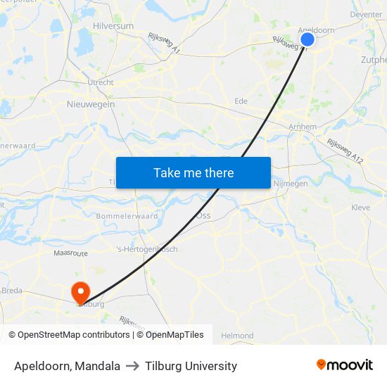 Apeldoorn, Mandala to Tilburg University map