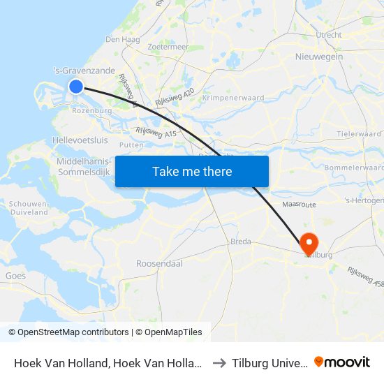 Hoek Van Holland, Hoek Van Holland Haven to Tilburg University map