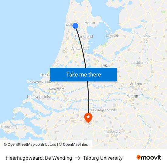 Heerhugowaard, De Wending to Tilburg University map