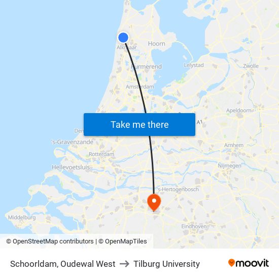 Schoorldam, Oudewal West to Tilburg University map