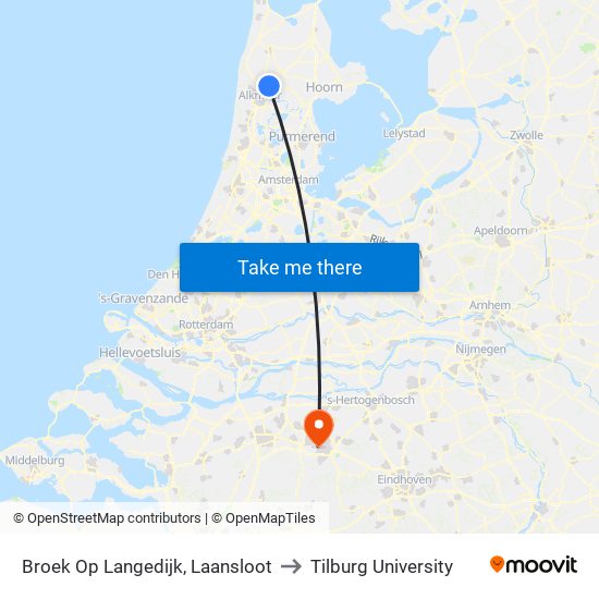 Broek Op Langedijk, Laansloot to Tilburg University map