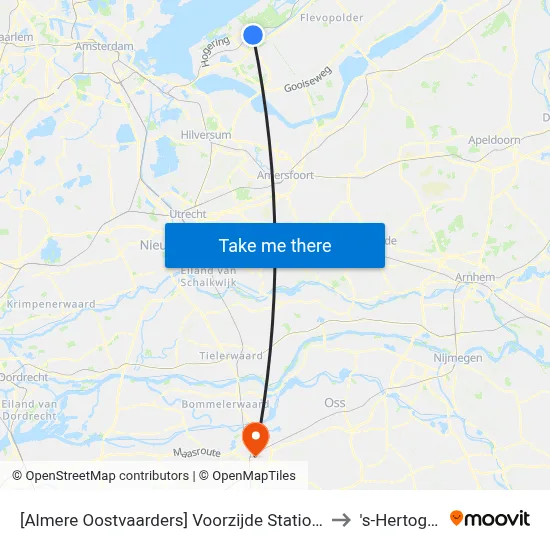 [Almere Oostvaarders] Voorzijde Station, Busstrook Ambonstraat to 's-Hertogenbosch map
