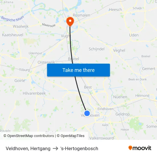 Veldhoven, Hertgang to 's-Hertogenbosch map