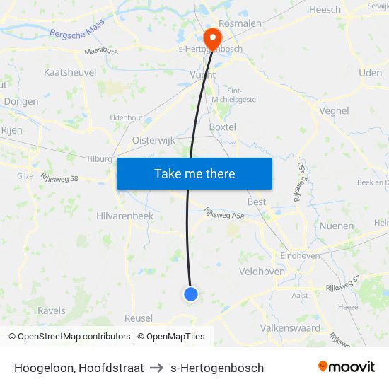 Hoogeloon, Hoofdstraat to 's-Hertogenbosch map