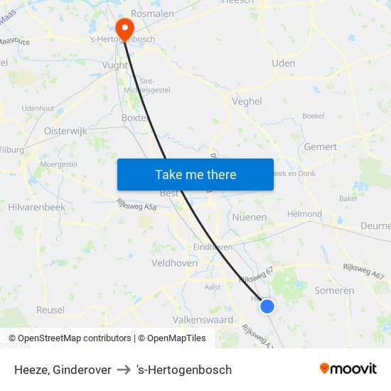 Heeze, Ginderover to 's-Hertogenbosch map