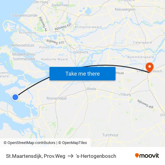 St.Maartensdijk, Prov.Weg to 's-Hertogenbosch map