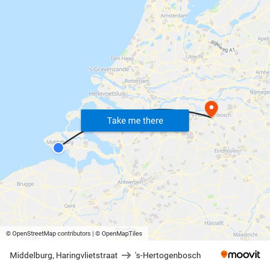 Middelburg, Haringvlietstraat to 's-Hertogenbosch map