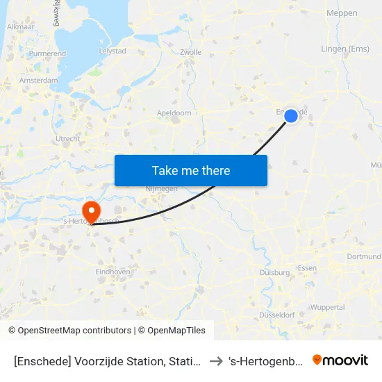 [Enschede] Voorzijde Station, Stationsplein to 's-Hertogenbosch map
