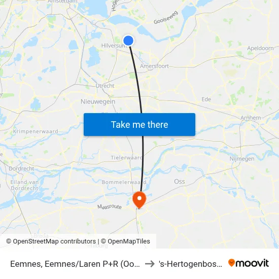 Eemnes, Eemnes/Laren P+R (Oost) to 's-Hertogenbosch map