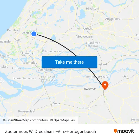 Zoetermeer, W. Dreeslaan to 's-Hertogenbosch map
