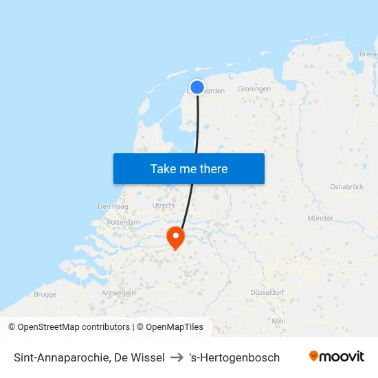Sint-Annaparochie, De Wissel to 's-Hertogenbosch map
