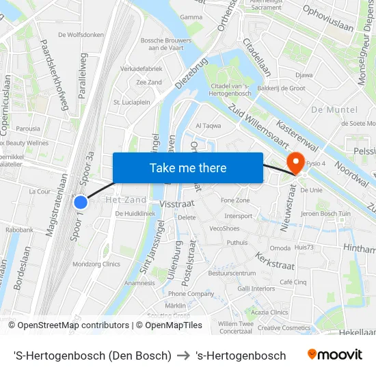 'S-Hertogenbosch (Den Bosch) to 's-Hertogenbosch map