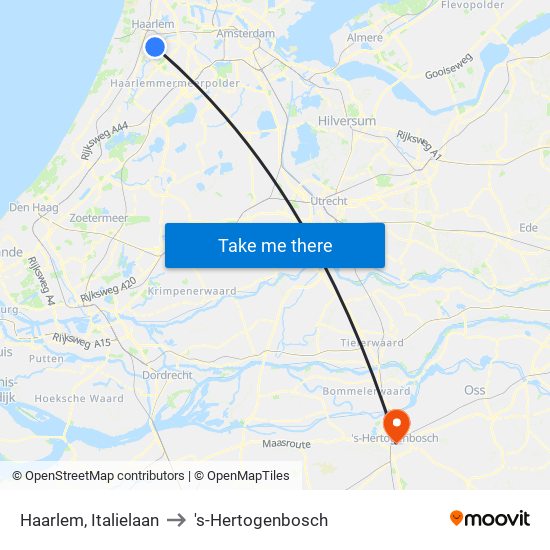 Haarlem, Italielaan to 's-Hertogenbosch map