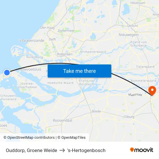 Ouddorp, Groene Weide to 's-Hertogenbosch map