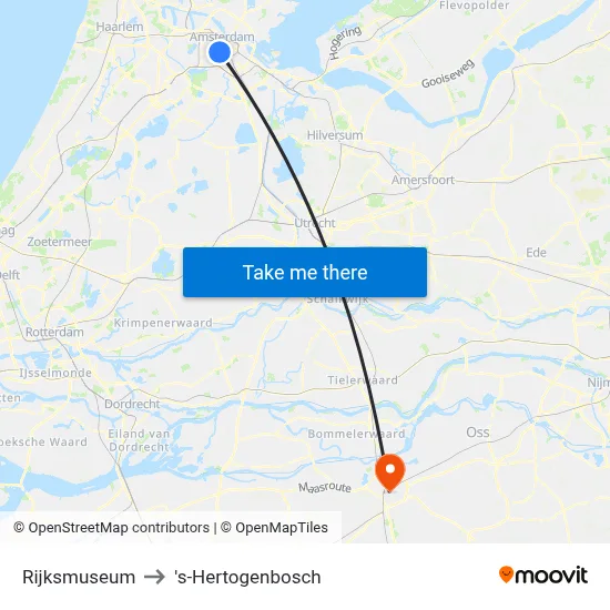 Rijksmuseum to 's-Hertogenbosch map