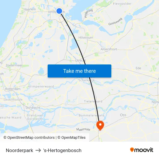 Noorderpark to 's-Hertogenbosch map