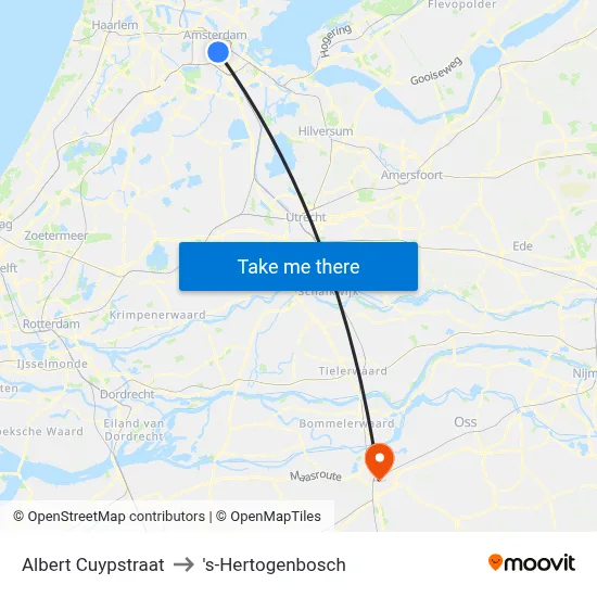 Albert Cuypstraat to 's-Hertogenbosch map