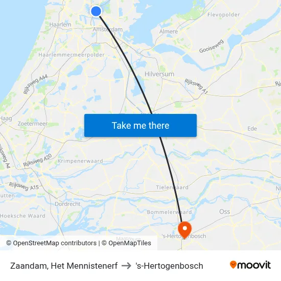 Zaandam, Het Mennistenerf to 's-Hertogenbosch map