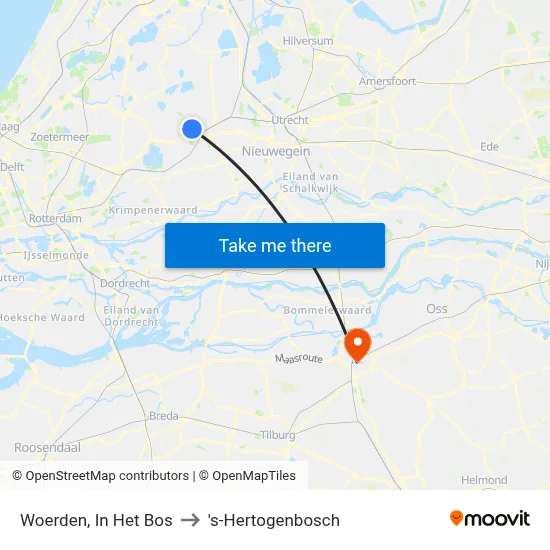 Woerden, In Het Bos to 's-Hertogenbosch map