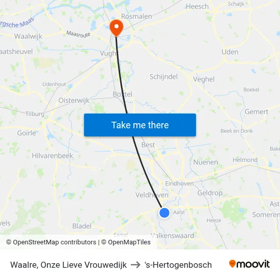 Waalre, Onze Lieve Vrouwedijk to 's-Hertogenbosch map