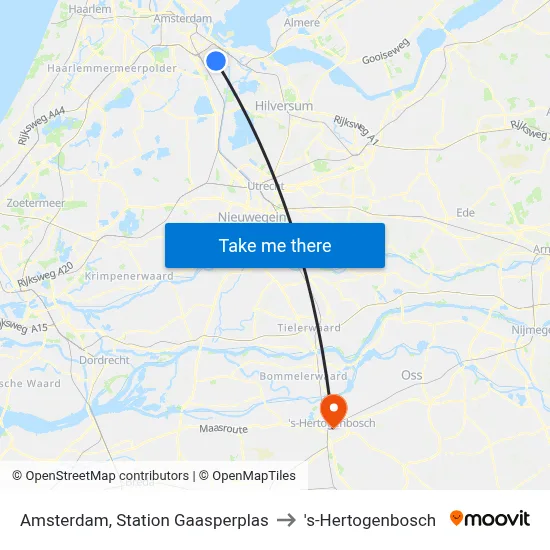 Amsterdam, Station Gaasperplas to 's-Hertogenbosch map