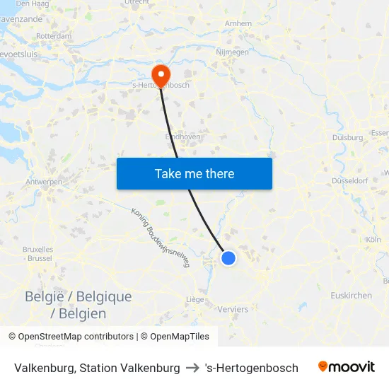 Valkenburg, Station Valkenburg to 's-Hertogenbosch map